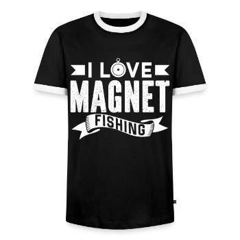 I love magnet fishing magnet fishing - Men's Ringer Shirt - black/white - Front - AI Model Female 172 light (172cm) & AI Model Male 178 light (178cm)