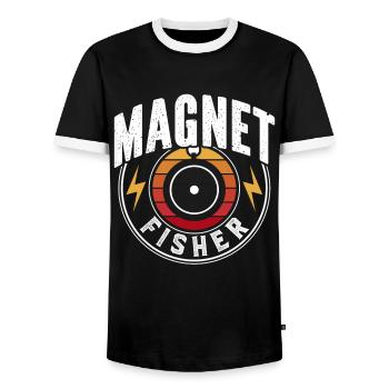 Magnetfischer Magnetfischen Magnet - Männer Kontrast-T-Shirt - Schwarz/Weiß - Vorne - AI Model Female 172 light (172cm) & AI Model Male 178 light (178cm)