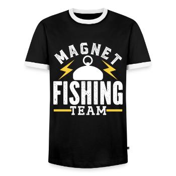 Magnet Fishing Team Magnet Fishing Magnet Fishermen - Men's Ringer Shirt - black/white - Front - AI Model Female 172 light (172cm) & AI Model Male 178 light (178cm)