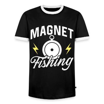 Magnetfischen Magnetfischer Magnet - Männer Kontrast-T-Shirt - Schwarz/Weiß - Vorne - AI Model Female 172 light (172cm) & AI Model Male 178 light (178cm)