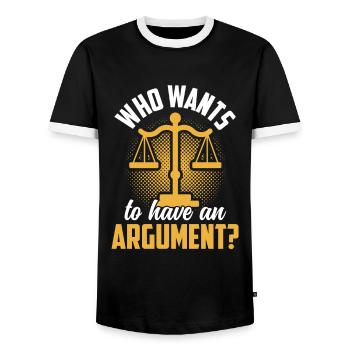 Wer Will Sich Streiten Argument Argumentieren - Männer Kontrast-T-Shirt - Schwarz/Weiß - Vorne - AI Model Female 172 light (172cm) & AI Model Male 178 light (178cm)