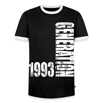 Génération 1993 Vintage Design - T-shirt contrasté Homme - noir/blanc - Devant - AI Model Female 172 light (172cm) & AI Model Male 178 light (178cm)