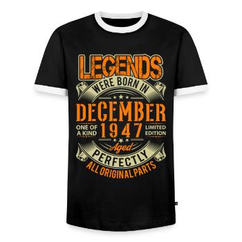 1947 Décembre Birthday Legend - T-shirt contrasté Homme - noir/blanc - Devant - AI Model Female 172 light (172cm) & AI Model Male 178 light (178cm)