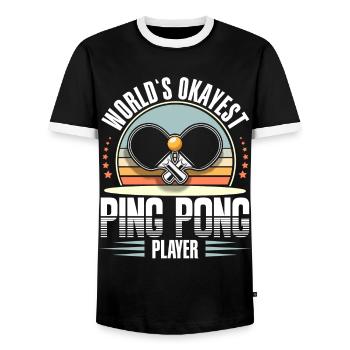 Table Tennis Ping Pong - T-shirt contrasté Homme - noir/blanc - Devant - AI Model Female 172 light (172cm) & AI Model Male 178 light (178cm)