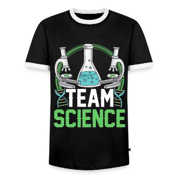 Équipe Science Scientifiques Dictons scientifiques - T-shirt contrasté Homme - noir/blanc - Devant - AI Model Female 172 light (172cm) & AI Model Male 178 light (178cm)