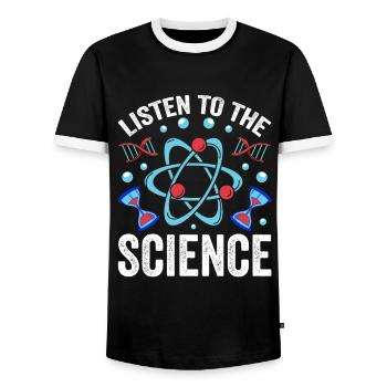 Écoutez Science Scientists Science - T-shirt contrasté Homme - noir/blanc - Devant - AI Model Female 172 light (172cm) & AI Model Male 178 light (178cm)