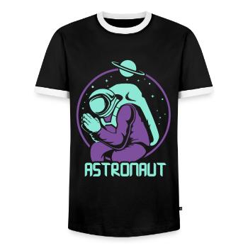 Astronaut Astronomy Rocket Space Planets - Men's Ringer Shirt - black/white - Front - AI Model Female 172 light (172cm) & AI Model Male 178 light (178cm)