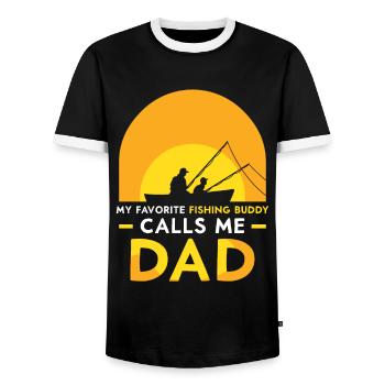 My favorite fishing buddy calls me daddy fishing - Men's Ringer Shirt - black/white - Front - AI Model Female 172 light (172cm) & AI Model Male 178 light (178cm)