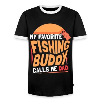 My favorite fishing buddy calls me daddy fishing - Men's Ringer Shirt - black/white - Front - AI Model Female 172 light (172cm) & AI Model Male 178 light (178cm)