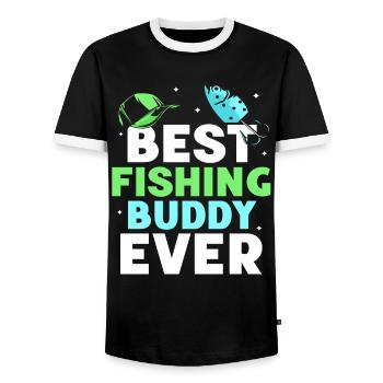 Bester Angelkumpel Angelfreund Angeln Fischen - Männer Kontrast-T-Shirt - Schwarz/Weiß - Vorne - AI Model Female 172 light (172cm) & AI Model Male 178 light (178cm)