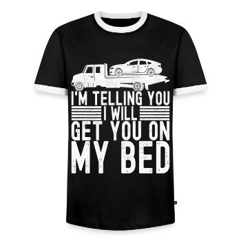 Service de remorquage de dépanneuse - T-shirt contrasté Homme - noir/blanc - Devant - AI Model Female 172 light (172cm) & AI Model Male 178 light (178cm)