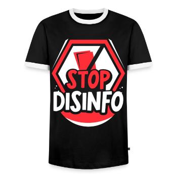 Désinfo Stop à la liberté de la presse Loi sur la liberté de la presse - T-shirt contrasté Homme - noir/blanc - Devant - AI Model Female 172 light (172cm) & AI Model Male 178 light (178cm)
