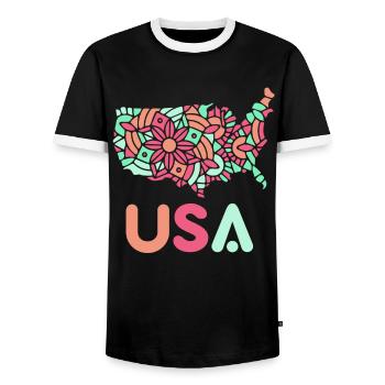 États-Unis Patriotes Américains États-Unis Amérique - T-shirt contrasté Homme - noir/blanc - Devant - AI Model Female 172 light (172cm) & AI Model Male 178 light (178cm)