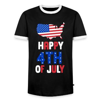 Frohen 4 Juli Happy 4Th Of July US USA Amerika - Männer Kontrast-T-Shirt - Schwarz/Weiß - Vorne - AI Model Female 172 light (172cm) & AI Model Male 178 light (178cm)