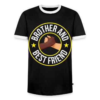 Brother and best friend Schwarz brothers team - Men's Ringer Shirt - black/white - Front - AI Model Female 172 light (172cm) & AI Model Male 178 light (178cm)