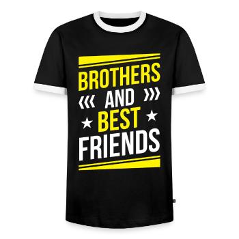 Brüder Und Beste Freunde Bruder Freund Team - Männer Kontrast-T-Shirt - Schwarz/Weiß - Vorne - AI Model Female 172 light (172cm) & AI Model Male 178 light (178cm)
