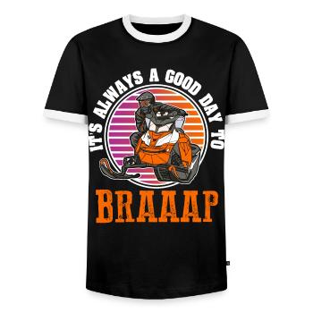 Its Always A Good Day To Braaaap Snowmobiles - Men's Ringer Shirt - black/white - Front - AI Model Female 172 light (172cm) & AI Model Male 178 light (178cm)