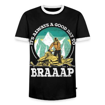 Its Always A Good Day To Braaaap Snowmobiles - Men's Ringer Shirt - black/white - Front - AI Model Female 172 light (172cm) & AI Model Male 178 light (178cm)