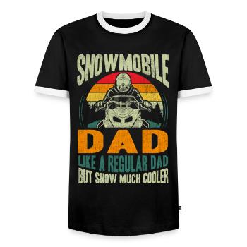 Snowmobile Dad Snow Much Cooler Motorschlitten - Männer Kontrast-T-Shirt - Schwarz/Weiß - Vorne - AI Model Female 172 light (172cm) & AI Model Male 178 light (178cm)