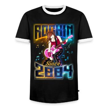 Rockin depuis 2004 Fan de musique rock 18e anniversaire - T-shirt contrasté Homme - noir/blanc - Devant - AI Model Female 172 light (172cm) & AI Model Male 178 light (178cm)