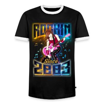 Rockin Since 2003 Rockmusik Fan 19. Geburtstag - Männer Kontrast-T-Shirt - Schwarz/Weiß - Vorne - AI Model Female 172 light (172cm) & AI Model Male 178 light (178cm)