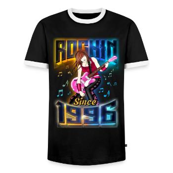 Rockin Since 1996 Fan de musique rock 26e anniversaire - T-shirt contrasté Homme - noir/blanc - Devant - AI Model Female 172 light (172cm) & AI Model Male 178 light (178cm)