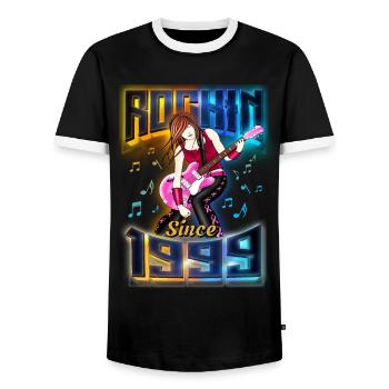 Rockin Since 1999 Fan de musique rock 23ème anniversaire - T-shirt contrasté Homme - noir/blanc - Devant - AI Model Female 172 light (172cm) & AI Model Male 178 light (178cm)