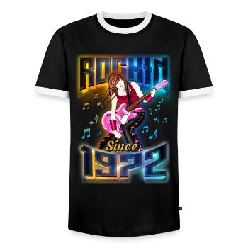 Rockin Since 1972 Rockmusik Fan 50. Geburtstag - Männer Kontrast-T-Shirt - Schwarz/Weiß - Vorne - AI Model Female 172 light (172cm) & AI Model Male 178 light (178cm)