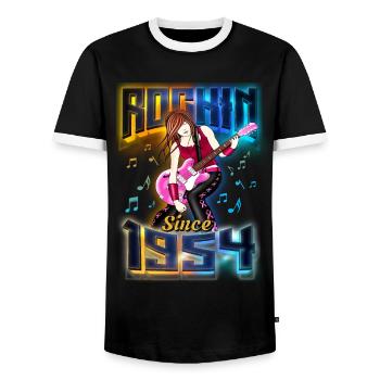Rockin Since 1954 Rockmusik Fan 68. Geburtstag - Männer Kontrast-T-Shirt - Schwarz/Weiß - Vorne - AI Model Female 172 light (172cm) & AI Model Male 178 light (178cm)