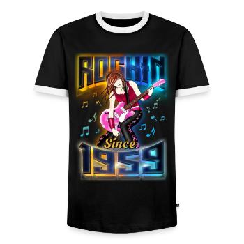 Rockin Since 1959 Rockmusik Fan 63. Geburtstag - Männer Kontrast-T-Shirt - Schwarz/Weiß - Vorne - AI Model Female 172 light (172cm) & AI Model Male 178 light (178cm)