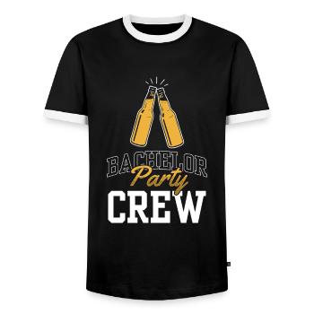 Bachelor Party Team Bachelor - Men's Ringer Shirt - black/white - Front - AI Model Female 172 light (172cm) & AI Model Male 178 light (178cm)