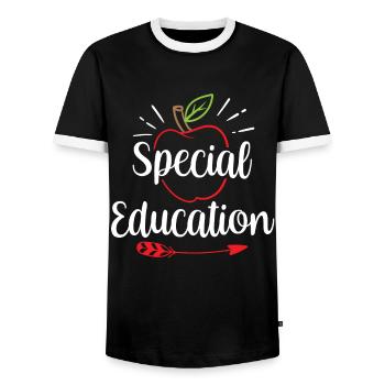 Special Education Profession Teacher Special Education - Men's Ringer Shirt - black/white - Front - AI Model Female 172 light (172cm) & AI Model Male 178 light (178cm)