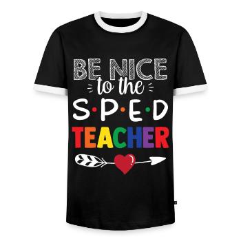 Be Nice to Sped Teacher Special Education - Men's Ringer Shirt - black/white - Front - AI Model Female 172 light (172cm) & AI Model Male 178 light (178cm)