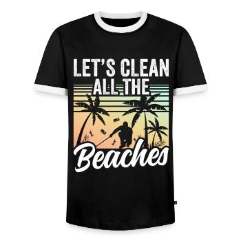 Nettoyons toutes les plages Beach Clean Up - T-shirt contrasté Homme - noir/blanc - Devant - AI Model Female 172 light (172cm) & AI Model Male 178 light (178cm)