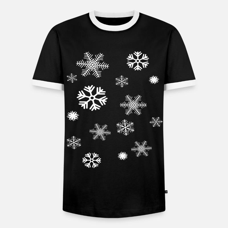 Schneeflocken - Männer Kontrast-T-Shirt - Schwarz/Weiß