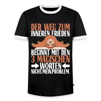 Yoga Faultier - Männer Kontrast-T-Shirt - Schwarz/Weiß - Vorne - AI Model Female 172 light (172cm) & AI Model Male 178 light (178cm)