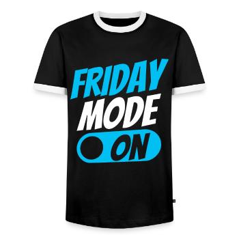 Friday mode a sarcastic finally Friday - Men's Ringer Shirt - black/white - Front - AI Model Female 172 light (172cm) & AI Model Male 178 light (178cm)