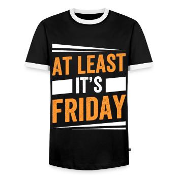 At least it's finally sarcastic Friday - Men's Ringer Shirt - black/white - Front - AI Model Female 172 light (172cm) & AI Model Male 178 light (178cm)
