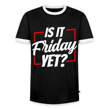 Est-ce déjà vendredi? Le vendredi week-end enfin - T-shirt contrasté Homme - noir/blanc - Devant - AI Model Female 172 light (172cm) & AI Model Male 178 light (178cm)