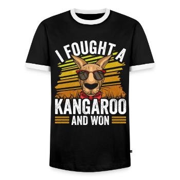 I fought with a kangaroo and won kangaroos - Men's Ringer Shirt - black/white - Front - AI Model Female 172 light (172cm) & AI Model Male 178 light (178cm)