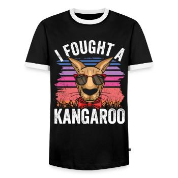 Je me suis battu avec un kangourou animal kangourou kangourou - T-shirt contrasté Homme - noir/blanc - Devant - AI Model Female 172 light (172cm) & AI Model Male 178 light (178cm)