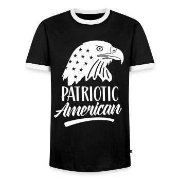 Patriotique américain Patriote Patriotique États-Unis - T-shirt contrasté Homme - noir/blanc - Devant - AI Model Female 172 light (172cm) & AI Model Male 178 light (178cm)