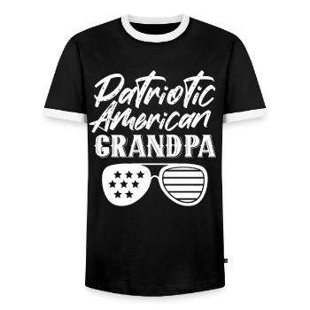 Grand-père patriotique américain Patriot US - T-shirt contrasté Homme - noir/blanc - Devant - AI Model Female 172 light (172cm) & AI Model Male 178 light (178cm)