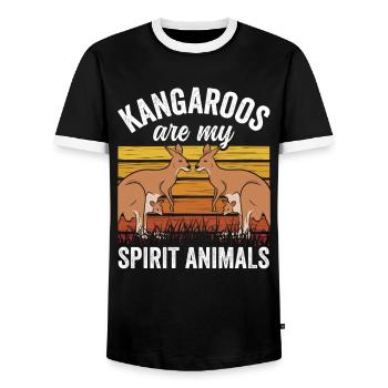 Kangaroos are my favorite animals animal kangaroo - Men's Ringer Shirt - black/white - Front - AI Model Female 172 light (172cm) & AI Model Male 178 light (178cm)