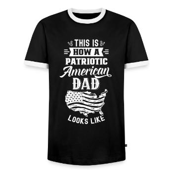 Voici à quoi ressemble un père américain patriote - T-shirt contrasté Homme - noir/blanc - Devant - AI Model Female 172 light (172cm) & AI Model Male 178 light (178cm)