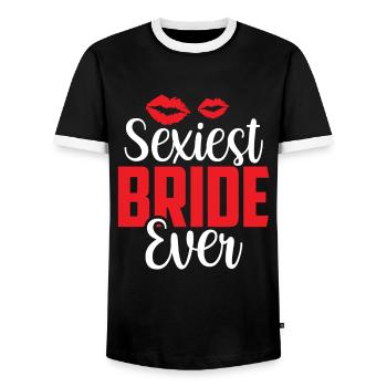 La mariée la plus sexy jamais épousée des mariées - T-shirt contrasté Homme - noir/blanc - Devant - AI Model Female 172 light (172cm) & AI Model Male 178 light (178cm)