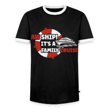 Aw Navire! C’est un voyage en famille | Croisière en famille - T-shirt contrasté Homme - noir/blanc - Devant - AI Model Female 172 light (172cm) & AI Model Male 178 light (178cm)