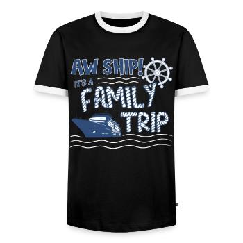 Aw Navire! C’est un voyage en famille | Croisière en famille - T-shirt contrasté Homme - noir/blanc - Devant - AI Model Female 172 light (172cm) & AI Model Male 178 light (178cm)