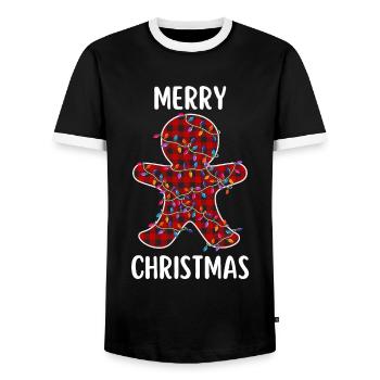 Joyeux Noël Drôle de Chemise de Noël - T-shirt contrasté Homme - noir/blanc - Devant - AI Model Female 172 light (172cm) & AI Model Male 178 light (178cm)