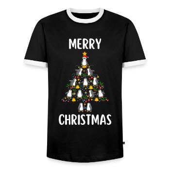 Joyeux Noël Drôle de Chemise de Noël - T-shirt contrasté Homme - noir/blanc - Devant - AI Model Female 172 light (172cm) & AI Model Male 178 light (178cm)